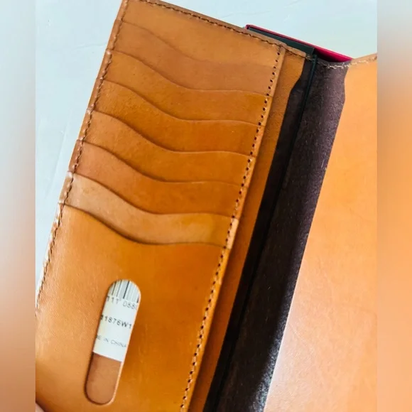 Red Dirt Hat Co Mens Brown Red Aztec Leather Slim Rodeo Bifold Wallet NIB - Picture 6 of 8